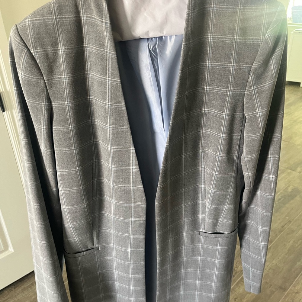 Calvin Klein Gray Blazer Modern Wool-Blend Suit Jacket Size 8